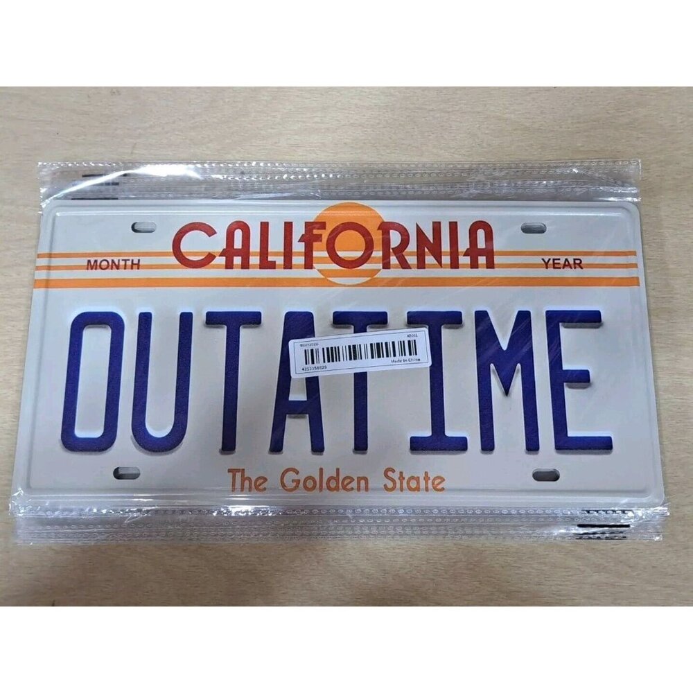 Outatime License California Novelty Plate Back to the Future, Metal, New